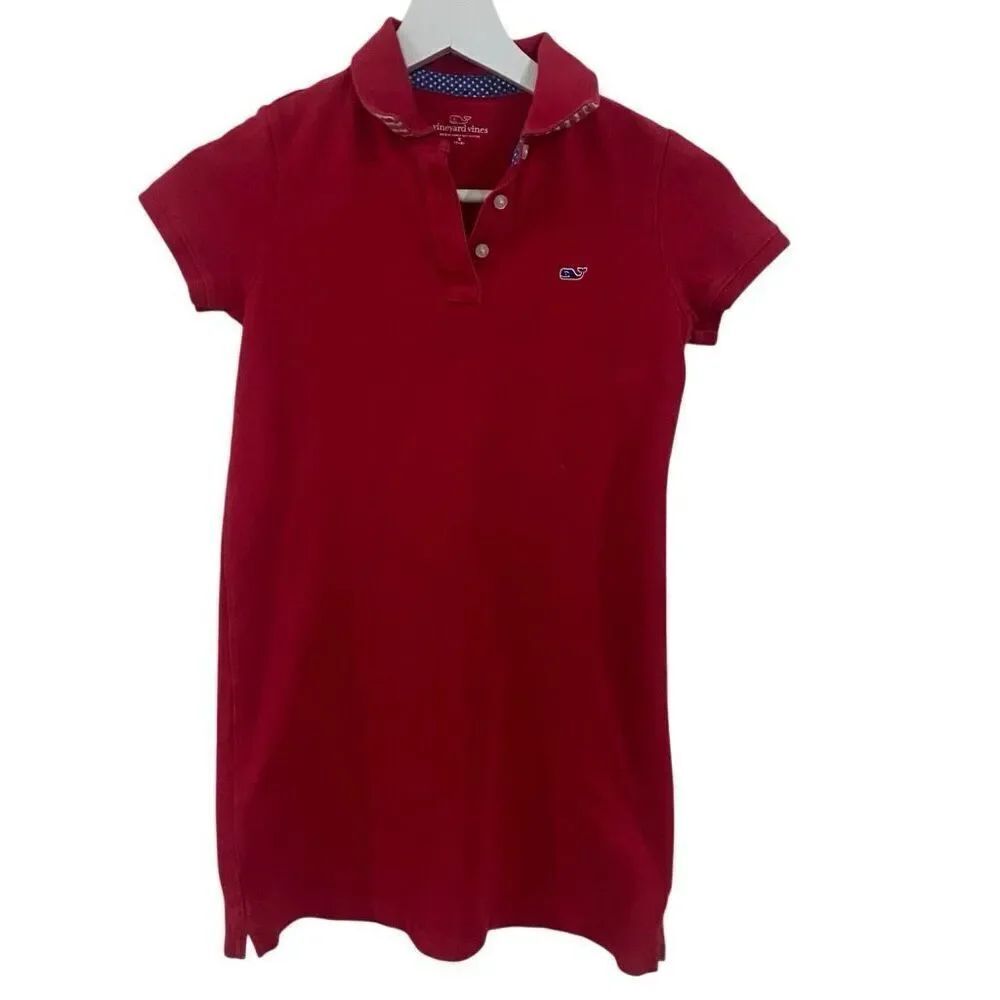Vineyard vines small girls, red collared dress small hole under the collar